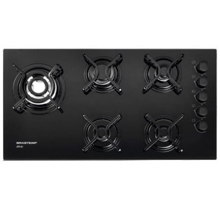 Cooktop com 5 Bocas Mega Chama Mesa em Vidro BDD85AE Brastemp
